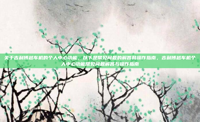 关于吉利博越车机的个人中心功能，以下是常见问题的解答和操作指南，吉利博越车机个人中心功能常见问题解答与操作指南