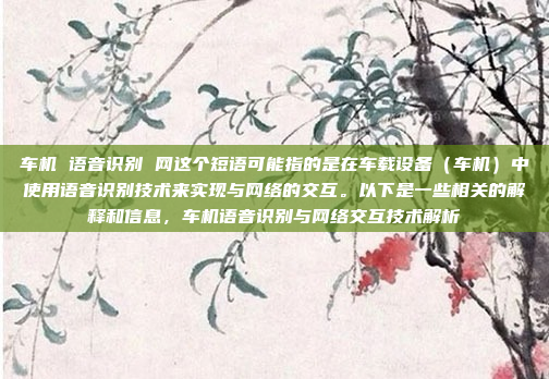 车机 语音识别 网这个短语可能指的是在车载设备（车机）中使用语音识别技术来实现与网络的交互。以下是一些相关的解释和信息，车机语音识别与网络交互技术解析