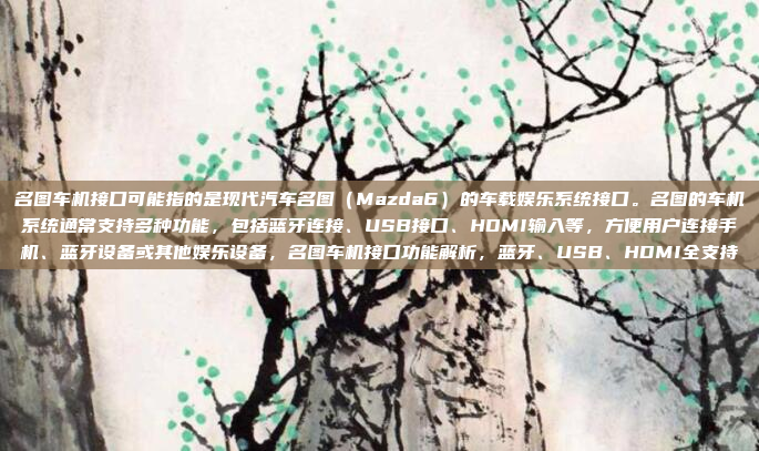 名图车机接口可能指的是现代汽车名图（Mazda6）的车载娱乐系统接口。名图的车机系统通常支持多种功能，包括蓝牙连接、USB接口、HDMI输入等，方便用户连接手机、蓝牙设备或其他娱乐设备，名图车机接口功能解析，蓝牙、USB、HDMI全支持