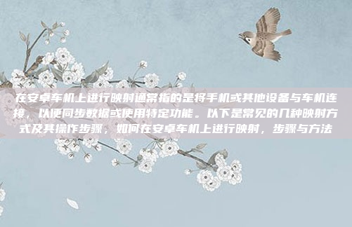 在安卓车机上进行映射通常指的是将手机或其他设备与车机连接，以便同步数据或使用特定功能。以下是常见的几种映射方式及其操作步骤，如何在安卓车机上进行映射，步骤与方法
