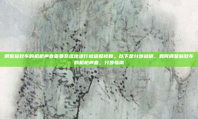调整标致车的机舱声音需要系统地进行检查和修复。以下是分步说明,如何调整标致车的机舱声音,分步指南