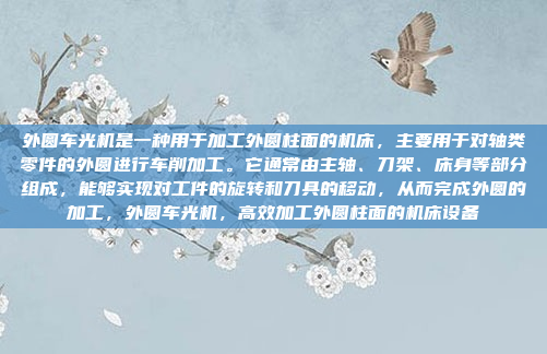 外圆车光机是一种用于加工外圆柱面的机床,主要用于对轴类零件的外圆进行车削加工。它通常由主轴、刀架、床身等部分组成,能够实现对工件的旋转和刀具的移动,从而完成外圆的加工,外圆车光机,高效加工外圆柱面的机床设备