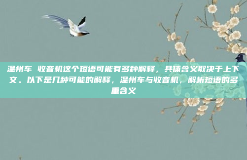 温州车 收音机这个短语可能有多种解释，具体含义取决于上下文。以下是几种可能的解释，温州车与收音机，解析短语的多重含义
