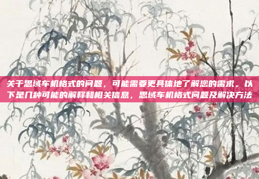 关于思域车机格式的问题，可能需要更具体地了解您的需求。以下是几种可能的解释和相关信息，思域车机格式问题及解决方法