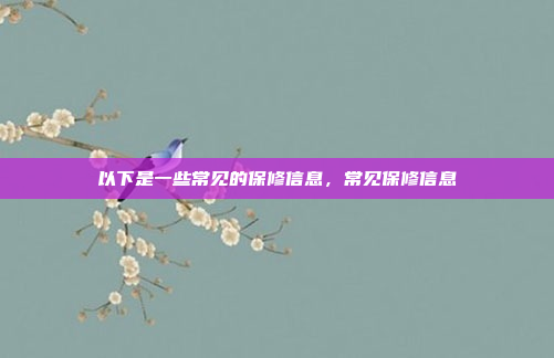 以下是一些常见的保修信息，常见保修信息