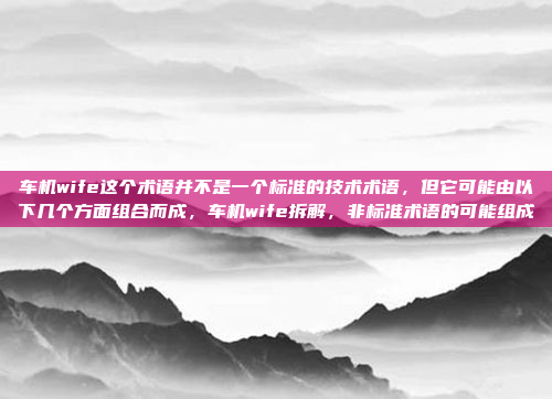 车机wife这个术语并不是一个标准的技术术语,但它可能由以下几个方面组合而成,车机wife拆解,非标准术语的可能组成