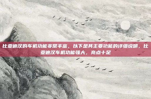 比亚迪汉的车机功能非常丰富，以下是其主要功能的详细说明，比亚迪汉车机功能强大，亮点十足