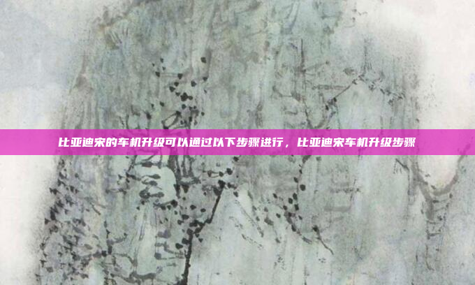 比亚迪宋的车机升级可以通过以下步骤进行,比亚迪宋车机升级步骤
