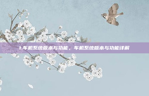 1.车机系统版本与功能，车机系统版本与功能详解