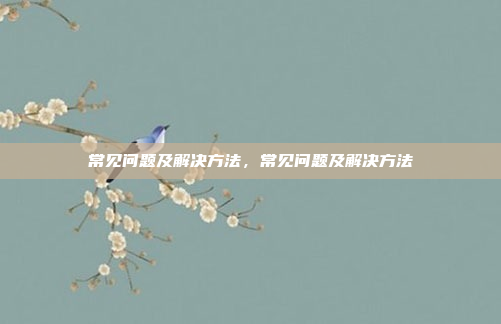 常见问题及解决方法，常见问题及解决方法