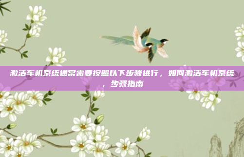 激活车机系统通常需要按照以下步骤进行，如何激活车机系统，步骤指南