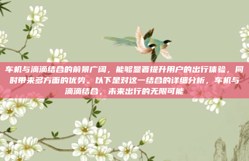车机与滴滴结合的前景广阔，能够显著提升用户的出行体验，同时带来多方面的优势。以下是对这一结合的详细分析，车机与滴滴结合，未来出行的无限可能
