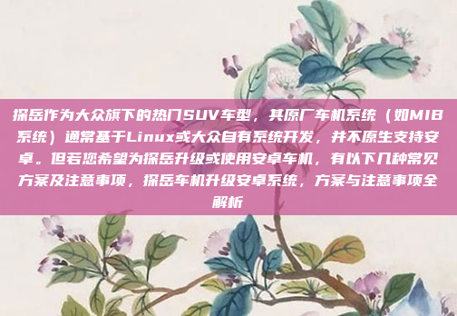 探岳作为大众旗下的热门SUV车型，其原厂车机系统（如MIB系统）通常基于Linux或大众自有系统开发，并不原生支持安卓。但若您希望为探岳升级或使用安卓车机，有以下几种常见方案及注意事项，探岳车机升级安卓系统，方案与注意事项全解析
