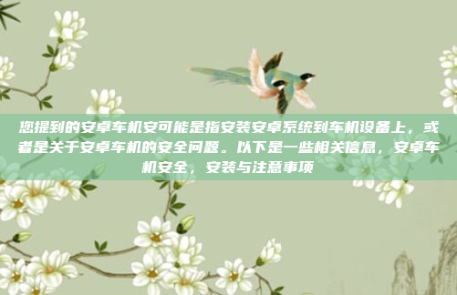 您提到的安卓车机安可能是指安装安卓系统到车机设备上，或者是关于安卓车机的安全问题。以下是一些相关信息，安卓车机安全，安装与注意事项