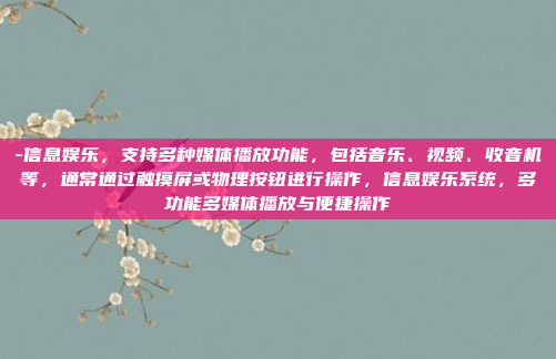 -信息娱乐，支持多种媒体播放功能，包括音乐、视频、收音机等，通常通过触摸屏或物理按钮进行操作，信息娱乐系统，多功能多媒体播放与便捷操作