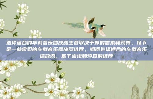 选择适合的车载音乐播放器主要取决于你的需求和预算。以下是一些常见的车载音乐播放器推荐，如何选择适合的车载音乐播放器，基于需求和预算的推荐