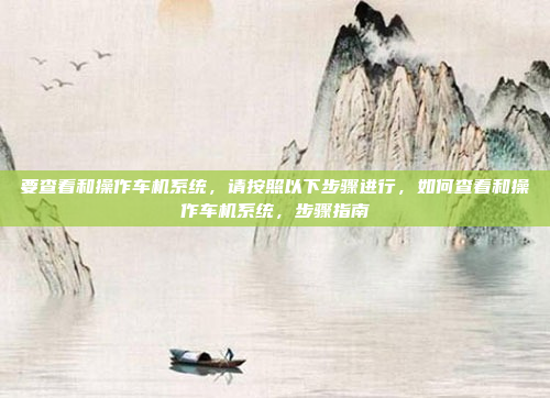 要查看和操作车机系统,请按照以下步骤进行,如何查看和操作车机系统,步骤指南