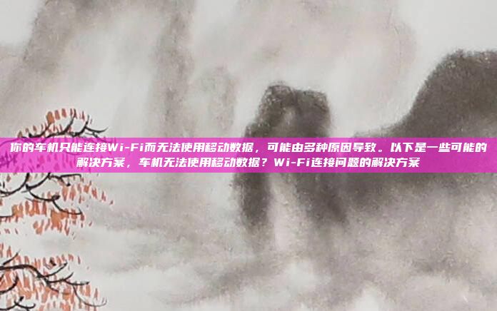 你的车机只能连接Wi-Fi而无法使用移动数据，可能由多种原因导致。以下是一些可能的解决方案，车机无法使用移动数据？Wi-Fi连接问题的解决方案