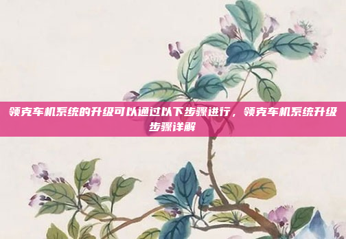 领克车机系统的升级可以通过以下步骤进行，领克车机系统升级步骤详解