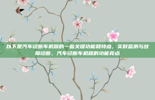 以下是汽车诊断车机版的一些关键功能和特点，实时监测与故障诊断，汽车诊断车机版的功能亮点