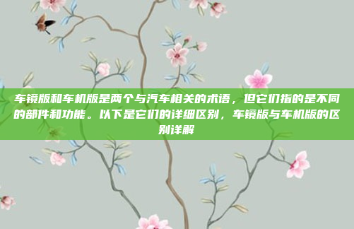 车镜版和车机版是两个与汽车相关的术语，但它们指的是不同的部件和功能。以下是它们的详细区别，车镜版与车机版的区别详解