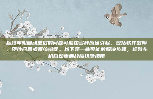 标致车机自动重启的问题可能由多种原因引起，包括软件故障、硬件问题或系统错误。以下是一些可能的解决步骤，标致车机自动重启故障排除指南