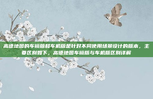 高德地图的车镜版和车机版是针对不同使用场景设计的版本，主要区别如下，高德地图车镜版与车机版区别详解