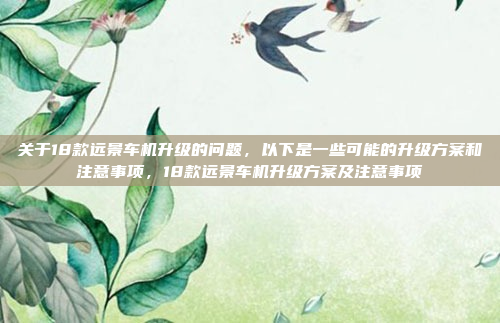 关于18款远景车机升级的问题，以下是一些可能的升级方案和注意事项，18款远景车机升级方案及注意事项