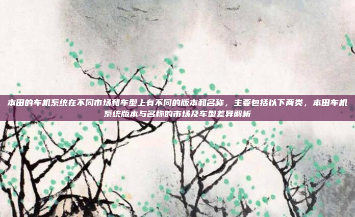 本田的车机系统在不同市场和车型上有不同的版本和名称，主要包括以下两类，本田车机系统版本与名称的市场及车型差异解析