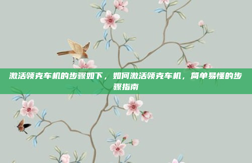 激活领克车机的步骤如下，如何激活领克车机，简单易懂的步骤指南