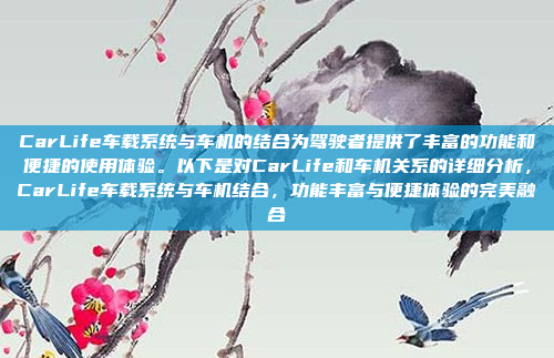 CarLife车载系统与车机的结合为驾驶者提供了丰富的功能和便捷的使用体验。以下是对CarLife和车机关系的详细分析,CarLife车载系统与车机结合,功能丰富与便捷体验的完美融合