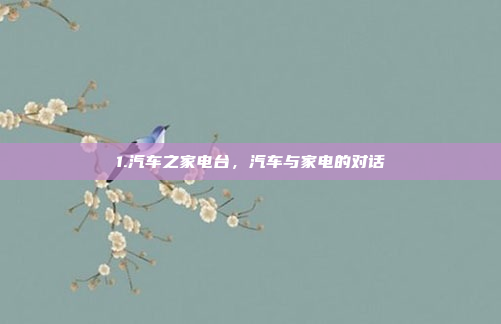 1.汽车之家电台，汽车与家电的对话