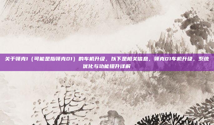 关于领克1(可能是指领克01)的车机升级,以下是相关信息,领克01车机升级,系统优化与功能提升详解