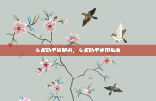 车机助手说明书,车机助手使用指南