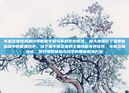 车机互联技术通过将智能手机与车载系统连接，极大地提升了驾驶体验和车辆管理效率。以下是车机互联的主要功能及其优势，车机互联技术，提升驾驶体验与效率的智能解决方案