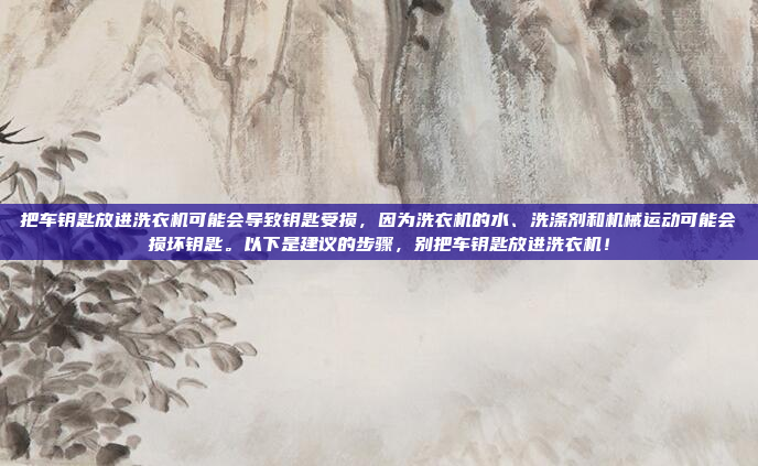 把车钥匙放进洗衣机可能会导致钥匙受损，因为洗衣机的水、洗涤剂和机械运动可能会损坏钥匙。以下是建议的步骤，别把车钥匙放进洗衣机！