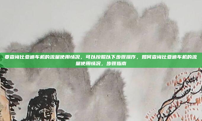要查询比亚迪车机的流量使用情况，可以按照以下步骤操作，如何查询比亚迪车机的流量使用情况，步骤指南