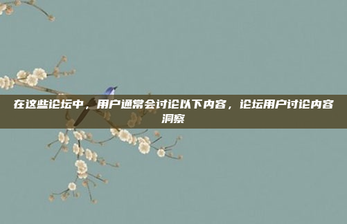 在这些论坛中，用户通常会讨论以下内容，论坛用户讨论内容洞察