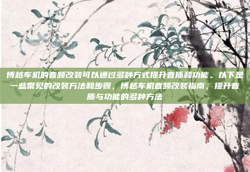 博越车机的音频改装可以通过多种方式提升音质和功能。以下是一些常见的改装方法和步骤，博越车机音频改装指南，提升音质与功能的多种方法