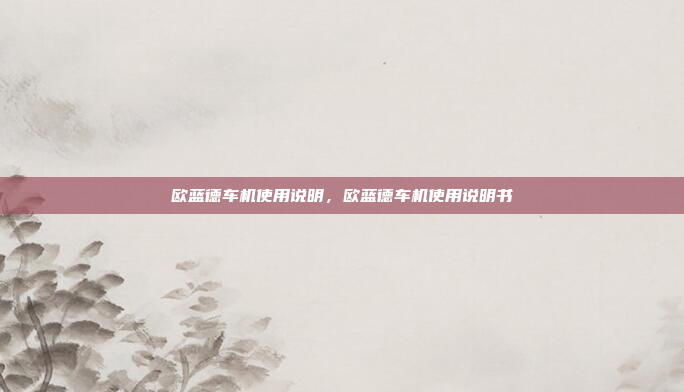欧蓝德车机使用说明，欧蓝德车机使用说明书