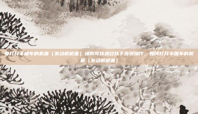 要打开丰田车的机盖(发动机舱盖)通常可以通过以下步骤操作,如何打开丰田车的机盖(发动机舱盖)