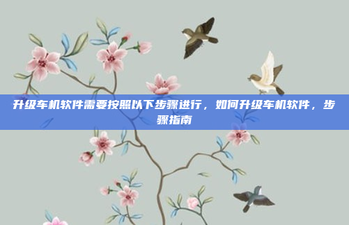 升级车机软件需要按照以下步骤进行，如何升级车机软件，步骤指南
