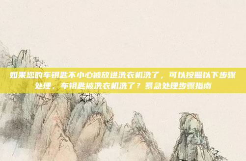 如果您的车钥匙不小心被放进洗衣机洗了，可以按照以下步骤处理，车钥匙被洗衣机洗了？紧急处理步骤指南