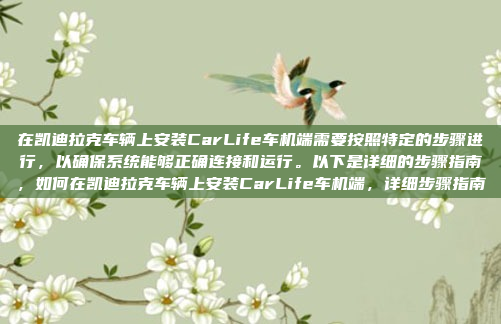 在凯迪拉克车辆上安装CarLife车机端需要按照特定的步骤进行，以确保系统能够正确连接和运行。以下是详细的步骤指南，如何在凯迪拉克车辆上安装CarLife车机端，详细步骤指南