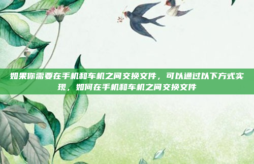 如果你需要在手机和车机之间交换文件，可以通过以下方式实现，如何在手机和车机之间交换文件