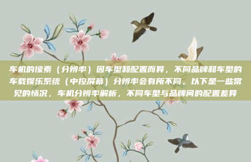 车机的像素（分辨率）因车型和配置而异，不同品牌和车型的车载娱乐系统（中控屏幕）分辨率会有所不同。以下是一些常见的情况，车机分辨率解析，不同车型与品牌间的配置差异