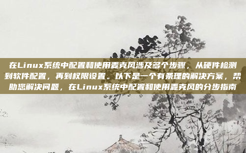 在Linux系统中配置和使用麦克风涉及多个步骤，从硬件检测到软件配置，再到权限设置。以下是一个有条理的解决方案，帮助您解决问题，在Linux系统中配置和使用麦克风的分步指南