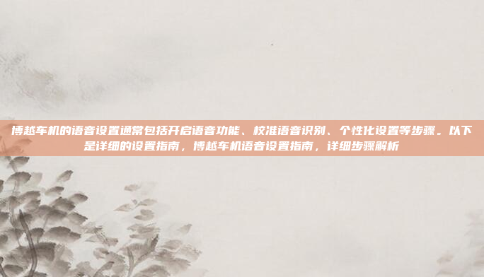 博越车机的语音设置通常包括开启语音功能、校准语音识别、个性化设置等步骤。以下是详细的设置指南，博越车机语音设置指南，详细步骤解析