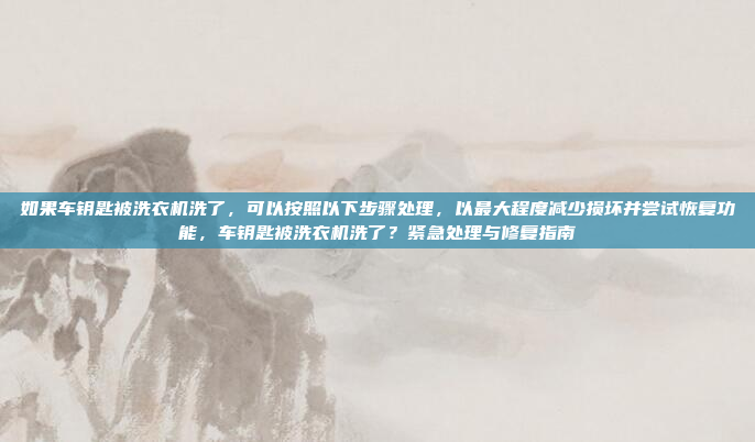 如果车钥匙被洗衣机洗了，可以按照以下步骤处理，以最大程度减少损坏并尝试恢复功能，车钥匙被洗衣机洗了？紧急处理与修复指南