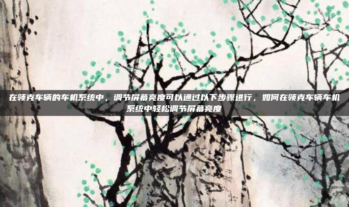 在领克车辆的车机系统中，调节屏幕亮度可以通过以下步骤进行，如何在领克车辆车机系统中轻松调节屏幕亮度